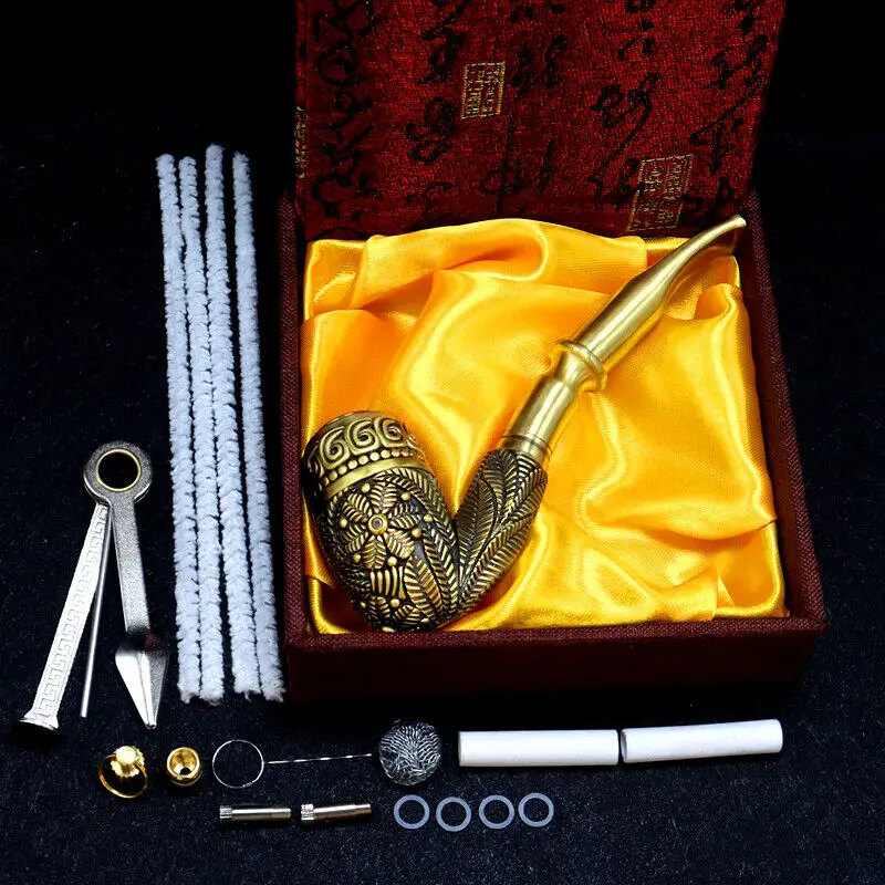 New Brass Vintage Tobacco Smoking Pipe Cigarette Holder Filter Handicraft Gift