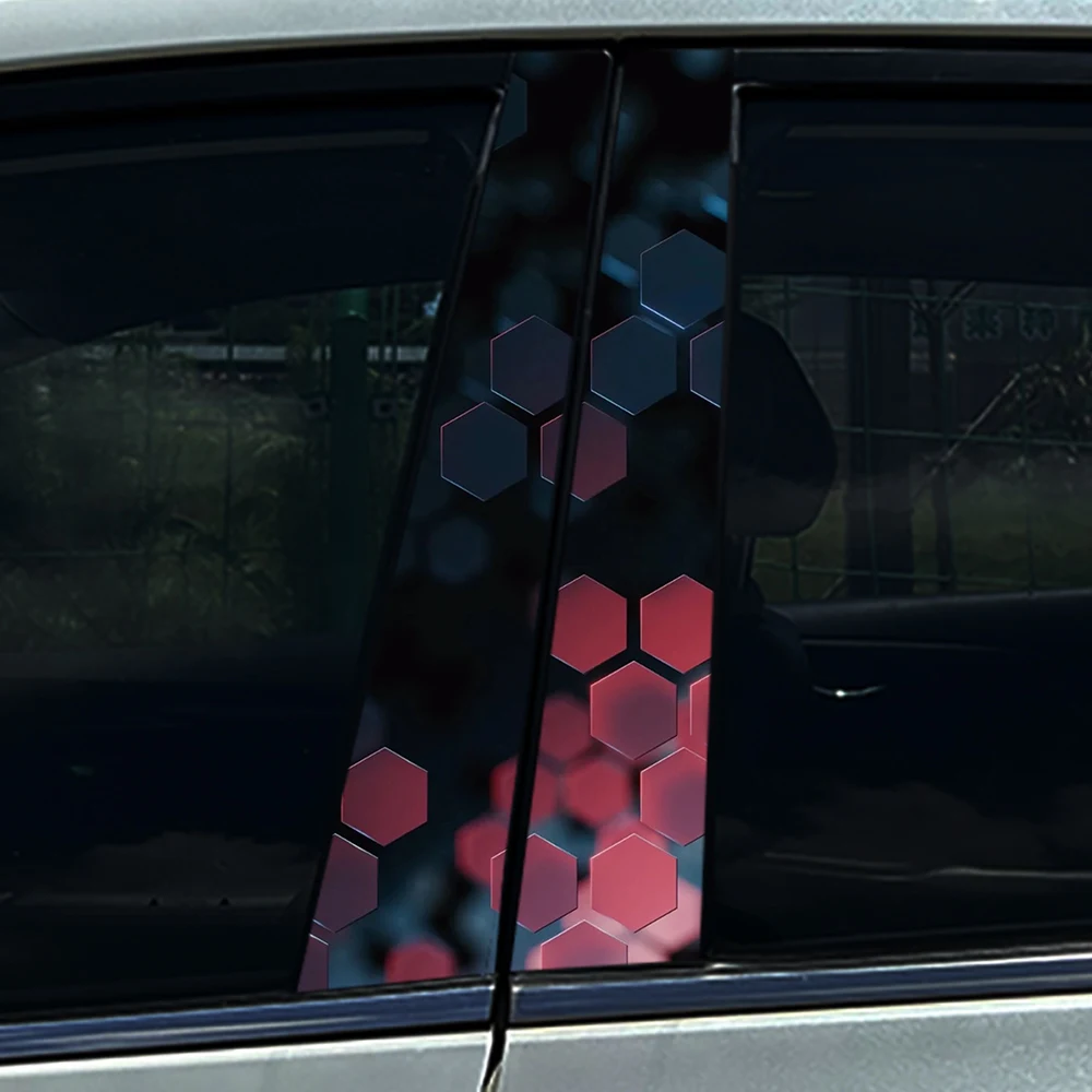 Estilo favo de mel hexágono carro b-pilar adesivos centro do carro coluna decoração capa arranhões decalques à prova dwaterproof água acessórios do carro