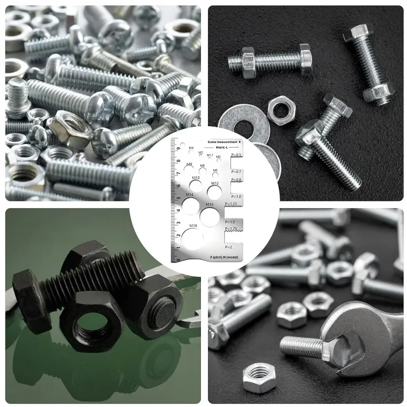 Cutting Gauge Angle Model Measuring Screw Thread Pitch Gauge Ruler Measure Tool Bolt Nut Metric Machining Threads Screw image 6