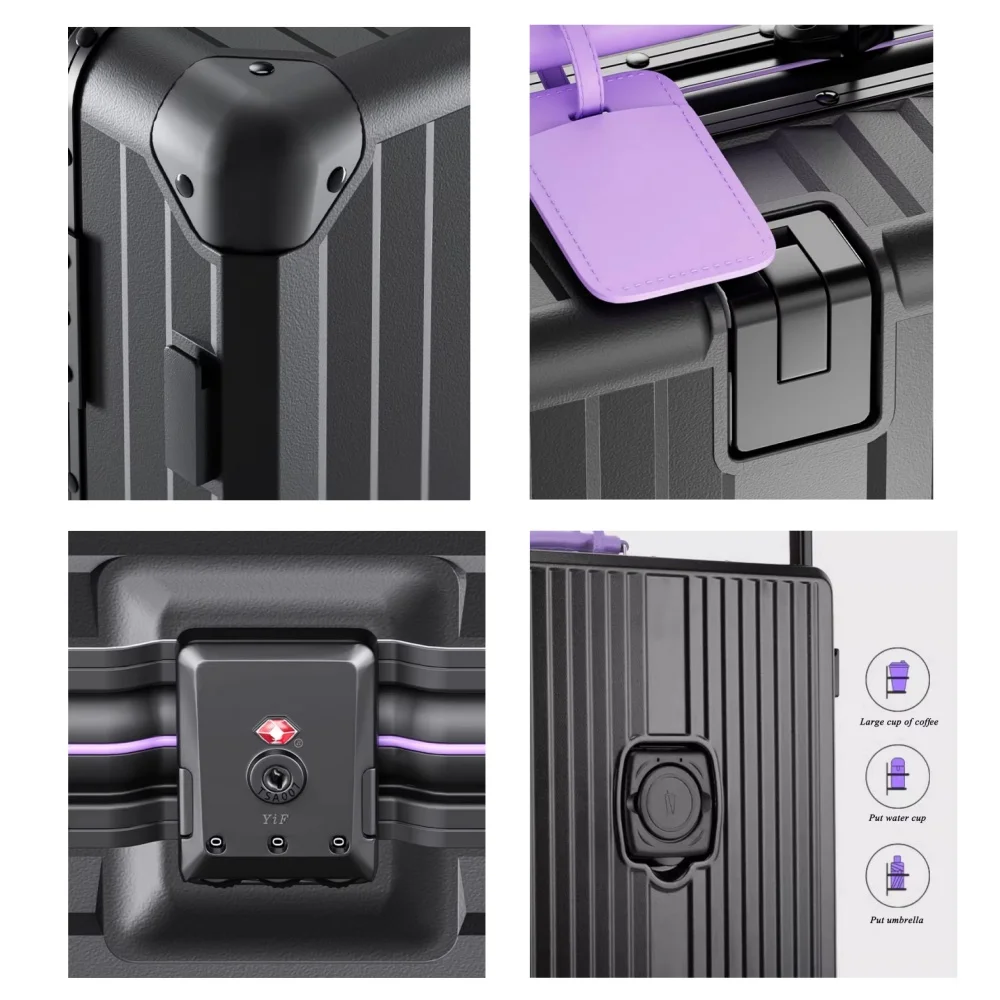 حقيبة عربة توازن السفر بمقود واسع مع عجلات صامتة ملونة وقفل TSA وأمتعة متدحرجة ومواد الكمبيوتر ذات سعة كبيرة #5