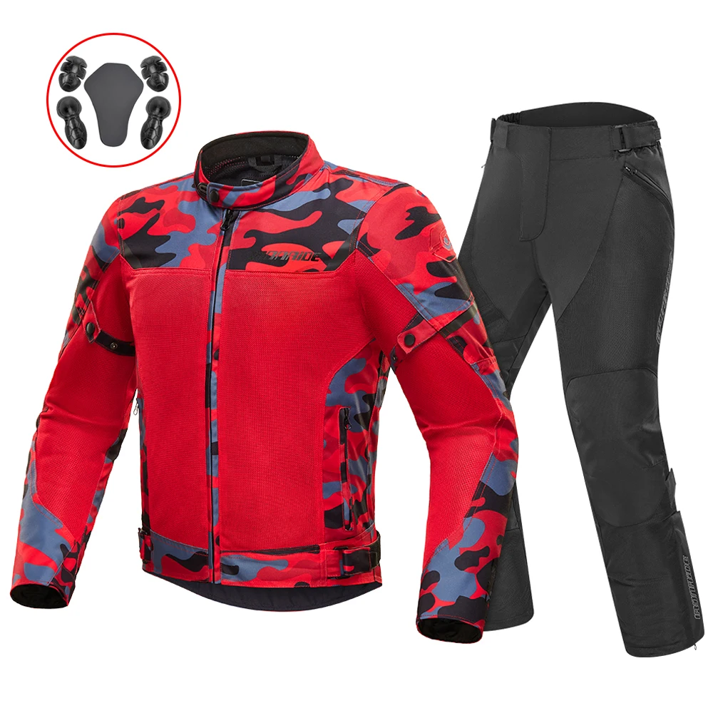 

Summer Motorcycle Jacket Man Breathable Mesh Motocross Outdoor Riding Protective Clothing Windproof With 5PCS Protective Gear
