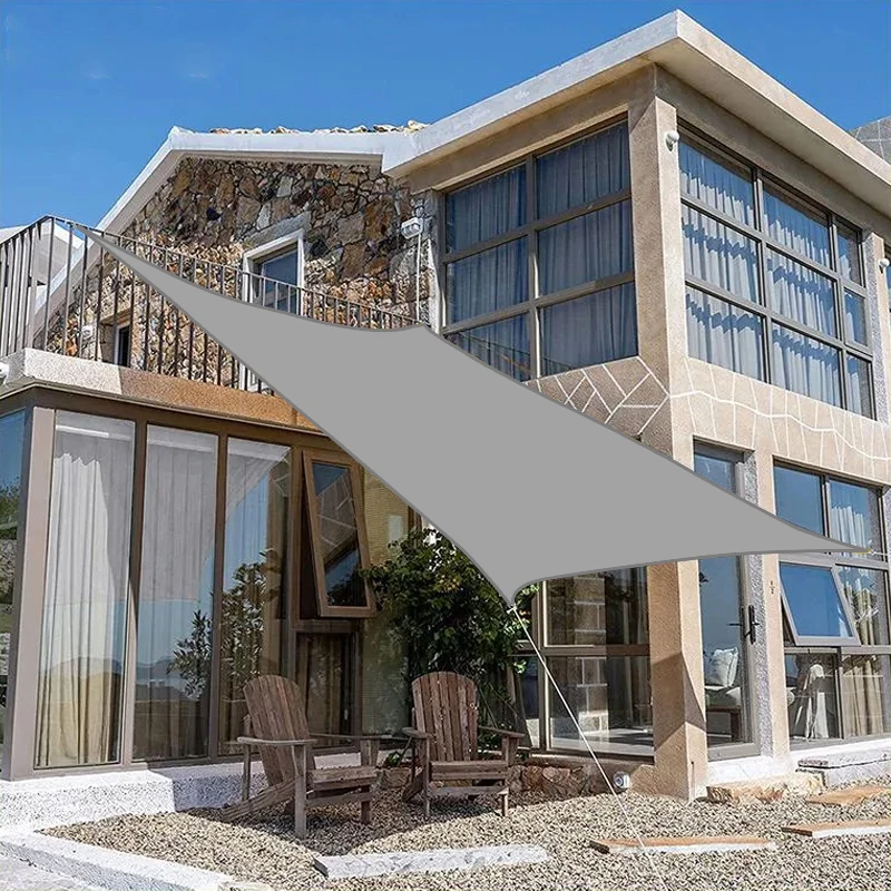 واقي من الشمس مقاوم للماء باللون البيج والرمادي، قماش ظل مستطيل كبير للحماية من المطر والأشعة فوق البنفسجية