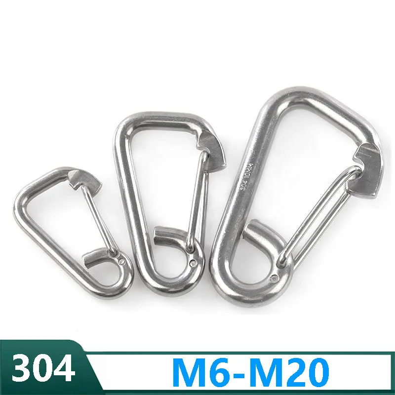 

304 Stainless Steel Spring Snap Hook Carabiner Carabiner Simple Hook M6-M20 karabinerhaken карабин mosquetón