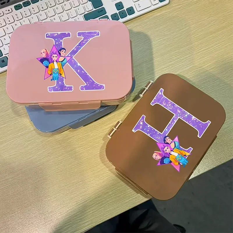 Kpop Demon Hunters K-pop Food Containers School Picnic Separate Lunchbox Letter A-Z for Lumi Mila Zoi Hunter Flip Lunch Box Gift