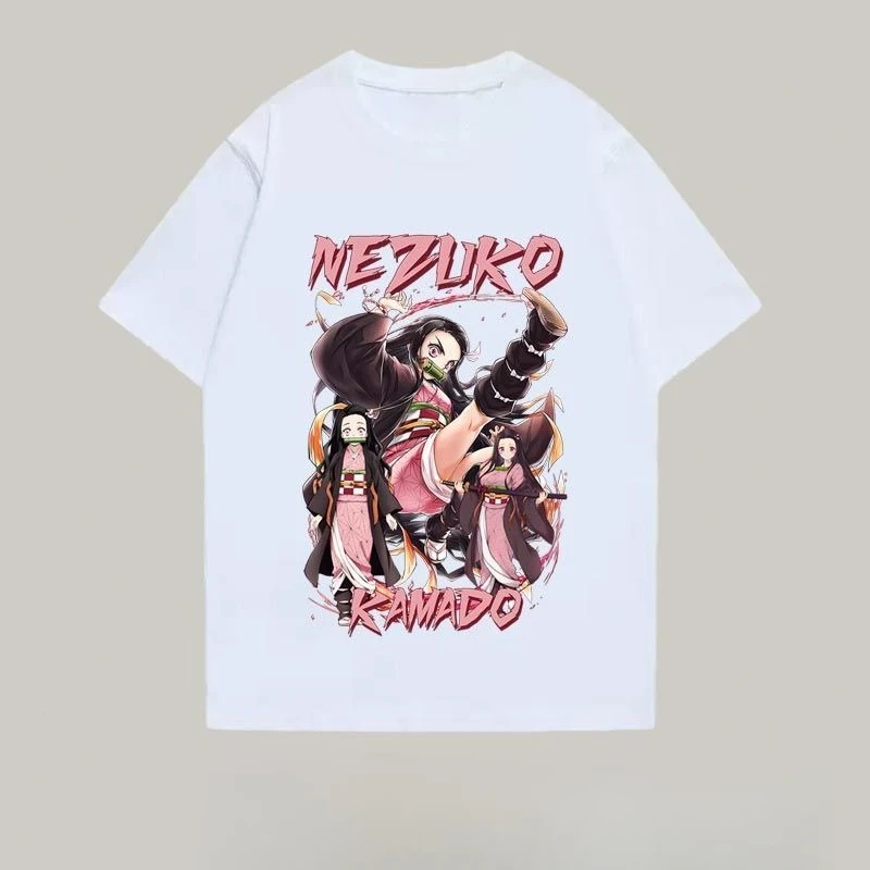 Bandai-Camiseta holgada de manga corta con estampado de Anime Ghost Destroyer Blade You Bean para hombre y mujer, camiseta holgada con cuello redondo