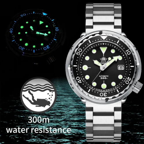 Reloj mecánico automático ADDIESDIVE, reloj de buceo resistente al agua a prueba de arañazos de acero inoxidable americano para hombre, reloj de ocio de negocios