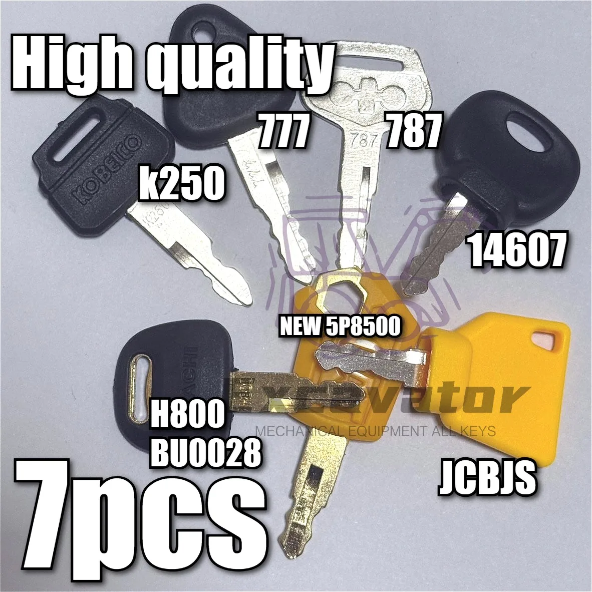 

Набор из 7 ключей зажигания для строительной техники (14607, K250, H800) для экскаваторов JCB/JS, Volvo EC. Износостойкие запчасти.