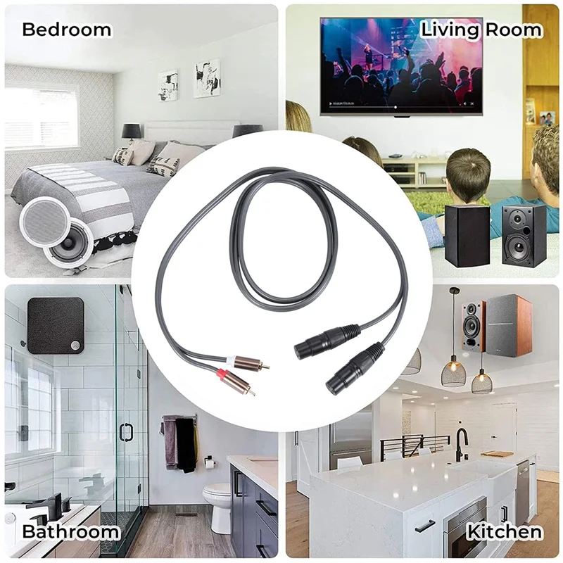 AED7-Dual Female Xlr To Rca Cable,Heavy Duty 2 Xlr Female To 2 Rca Male Patch Cable Hifi Stereo Audio Connection Cable Wire