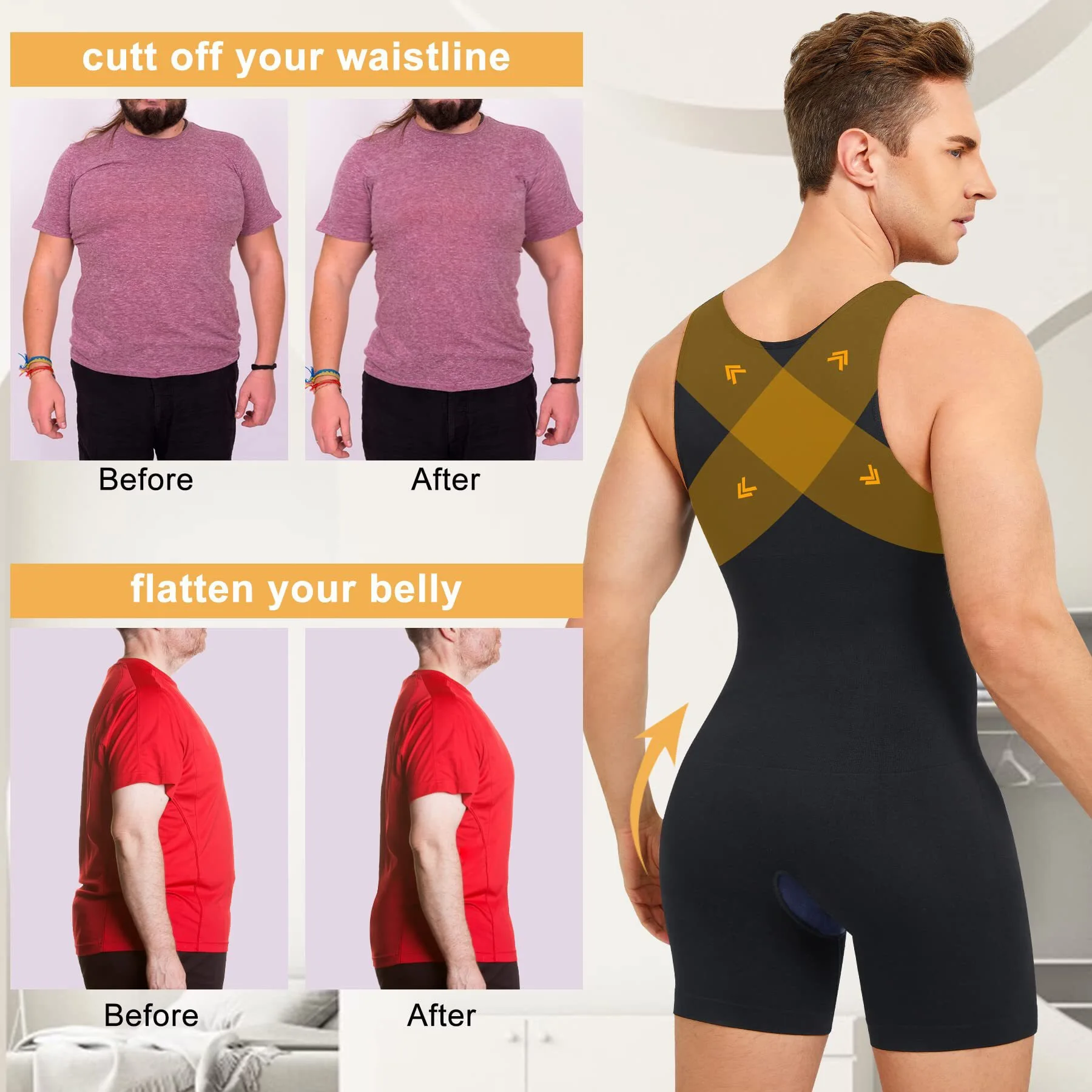 Hot Sale Mens Sleeveless Full Body Shaper Underwear Slimming Bodysuit Breathable Tummy Control Shaperwear Waist Trainer Corset