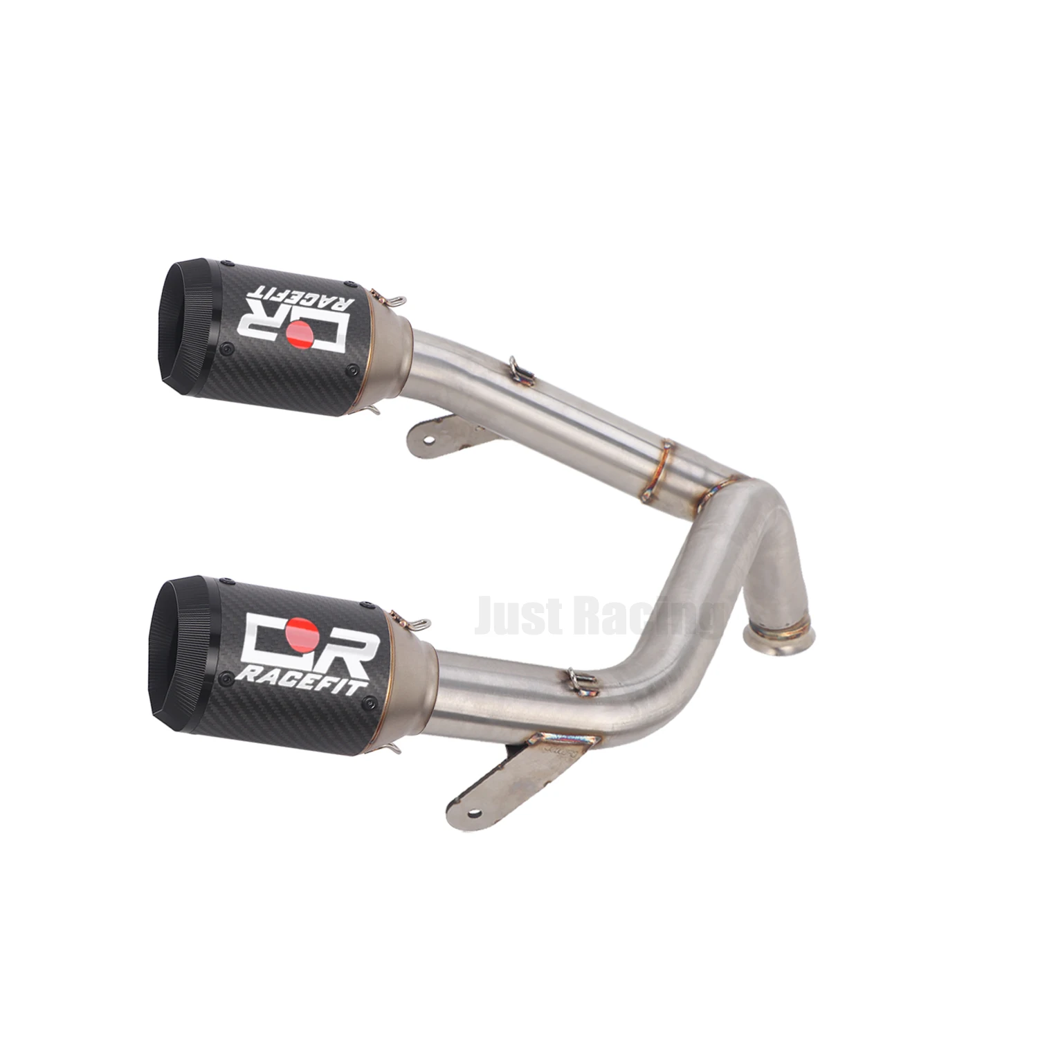 For CF Moto 500SR 500 sr Slip On 51mm Stainless Motorcycle Exhaust System Mid Link Pipe Double Outlet Carbon Muffler view 4