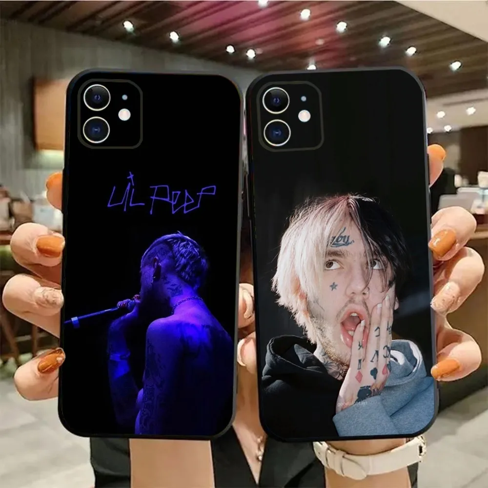 Rapper L-Lil Peep  Phone Case For iPhone15,14,13,12,11,Pro,Max,Plus,Mini,X,XS,XR,8,7,6,S,Plus,SE Soft Black Case