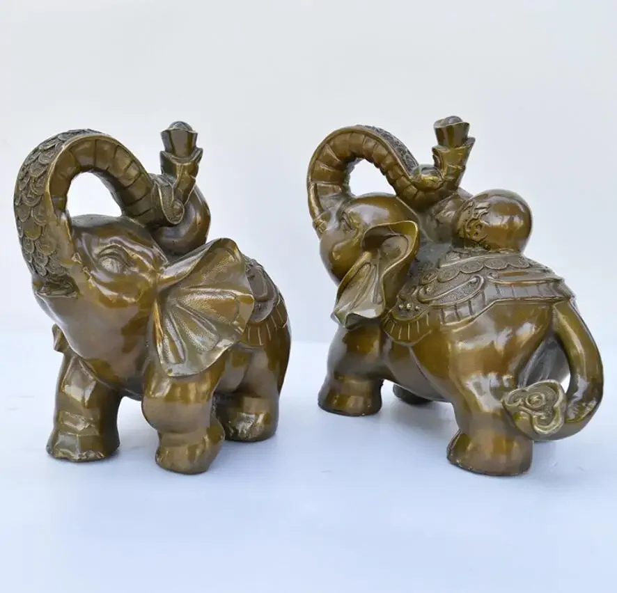 Business office bronze carving metal crafts Ruyi elephant ornaments