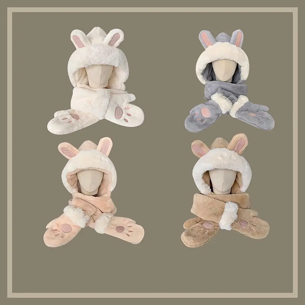 Conjunto Brimless Ear Protection Hat and Scarf, Conjunto Conveniente, Quente, Chapéu, Roupa Diária, Bonito, Inverno