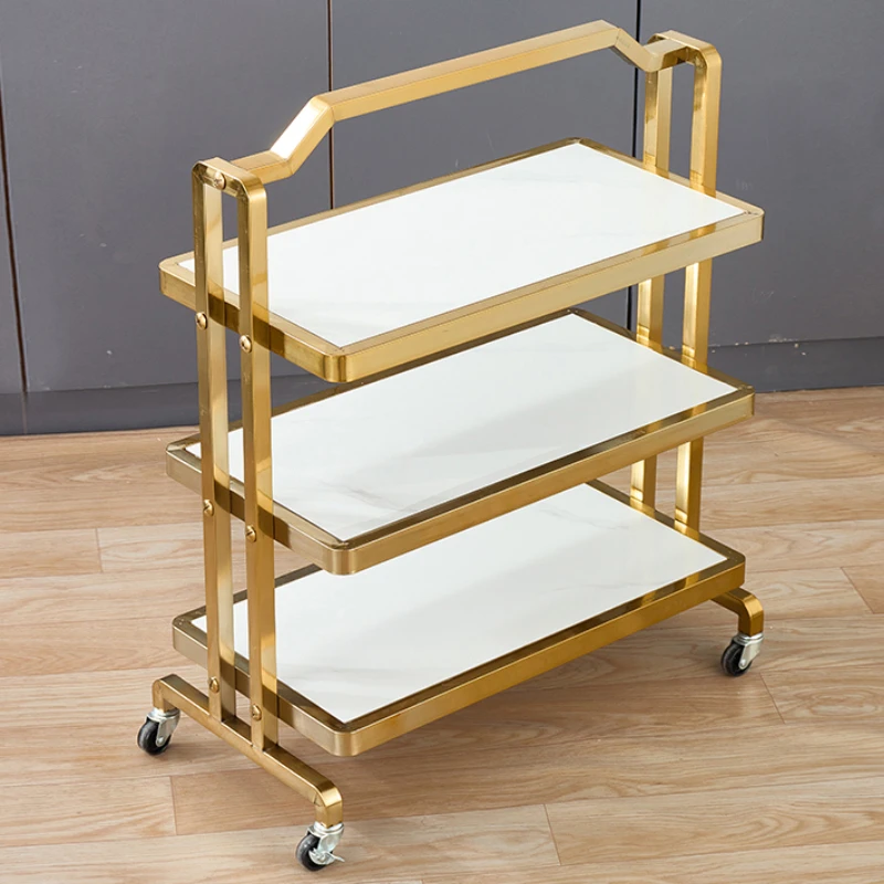 Luxury Living Room Trolley Cosmetic Hair Salon Multifunctional Folding Cart Station Shopping Beauty Carro Ruedas Decor Furniture