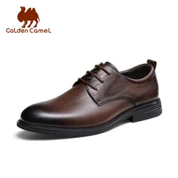 GOLDEN CAMEL Men's Leather Dress Shoes Breathable Genuine Business Formal Derby Shoes for Men Inner Height British Wedding Shoes