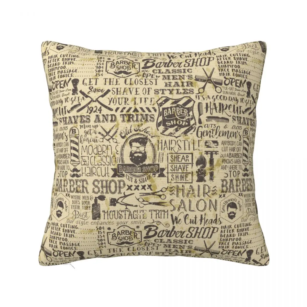 

Vintage Barber Shop Pillow Cover Accessories Cushion Cover Decorative Grunge Retro Barbershop Pillow Case Cover Multiple Sizes