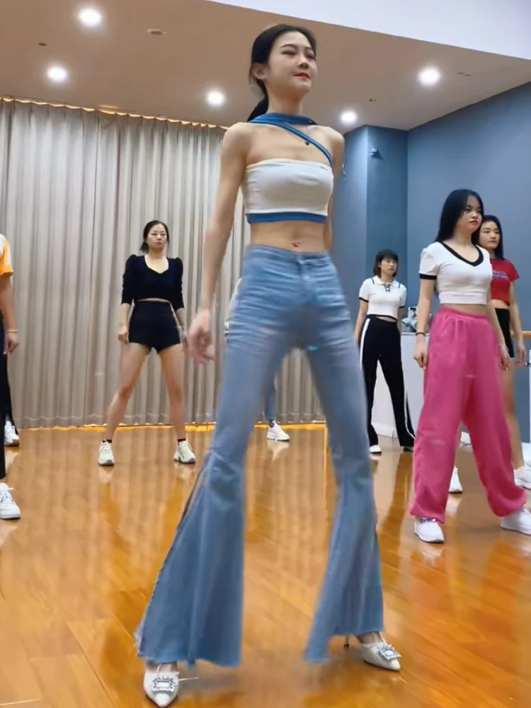 high-waist-straight-leg-denim-jeans-faionable-retro-spicy-girl-vibe-loose-drapey-floor-length-bell-bot