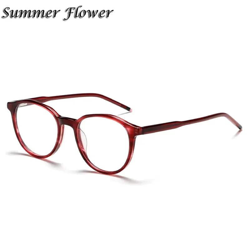 

Acetate Glasses Women Men Spring Hinge Eyeglasses Retro Round Ootical Glasses Frame Prescription Myopia Read Fashion Spectacle