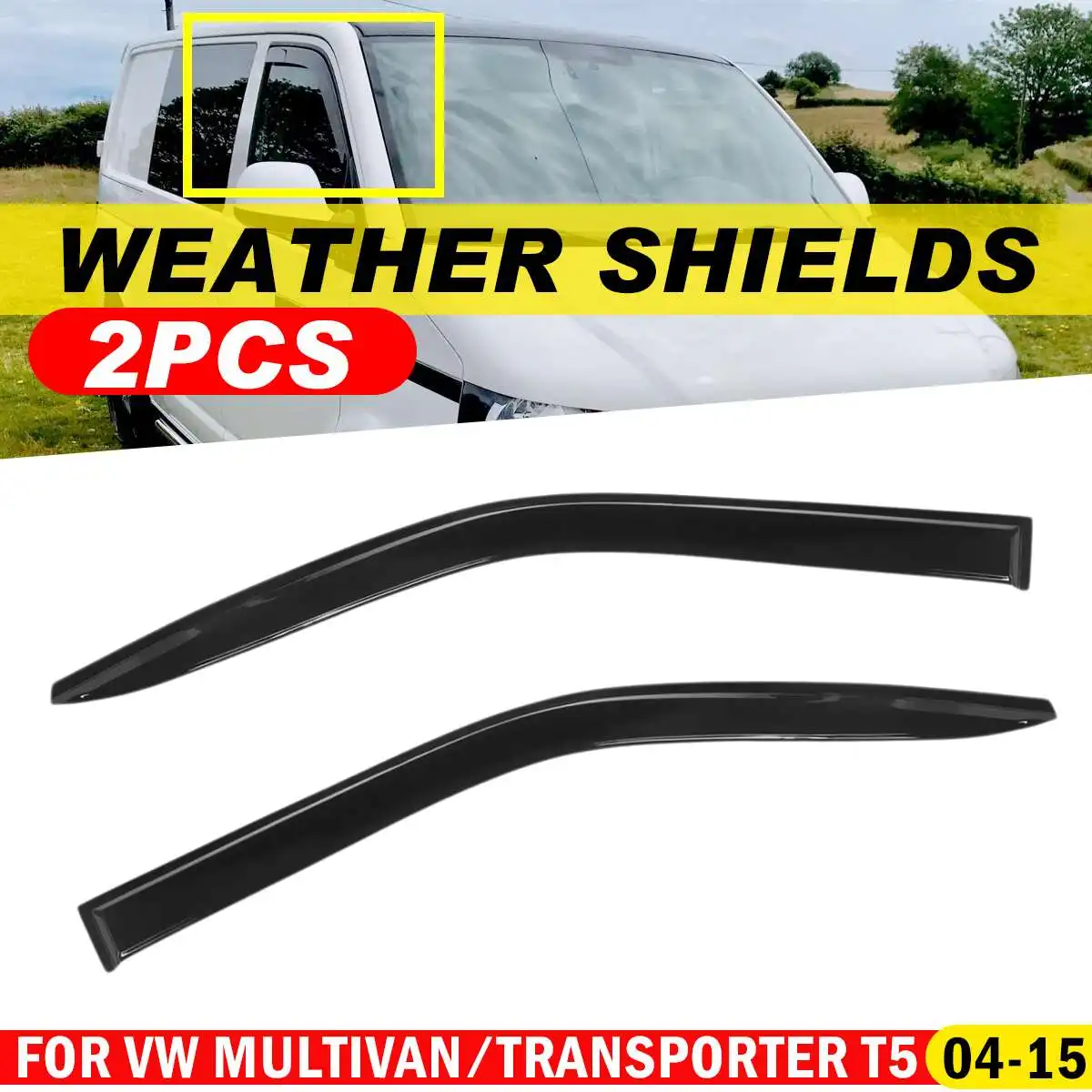 New 2x Car Side Window Weather Shields Wind Sun Rain Visor Deflector For VW Multivan For Transporter T5 2004-2015 Awning Shelter