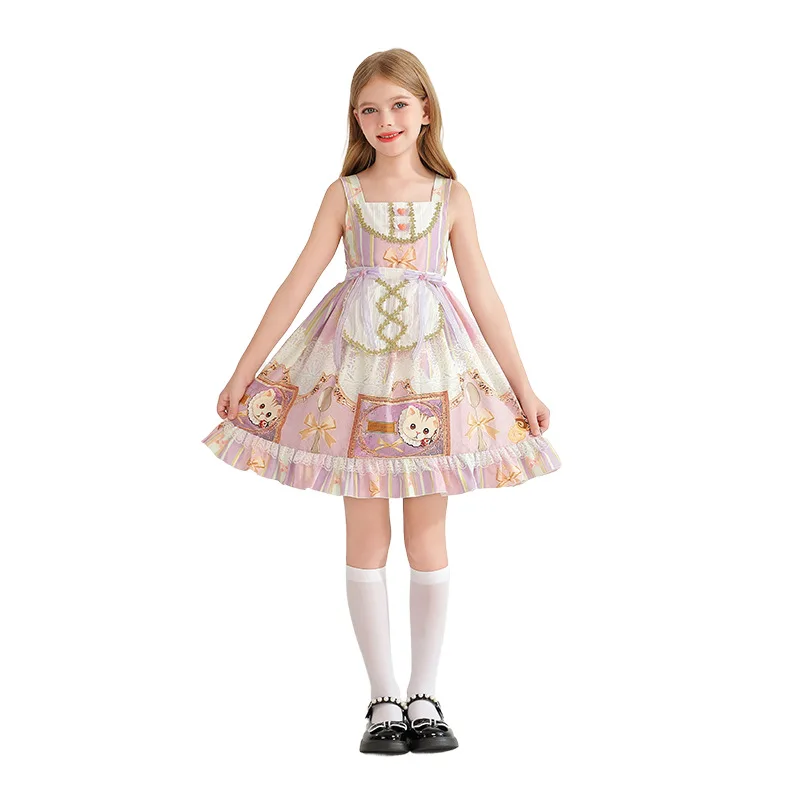 

Летнее садовое детское кружевное платье, милое платье Лолиты для девочек, детское гавайское пляжное платье принцессы