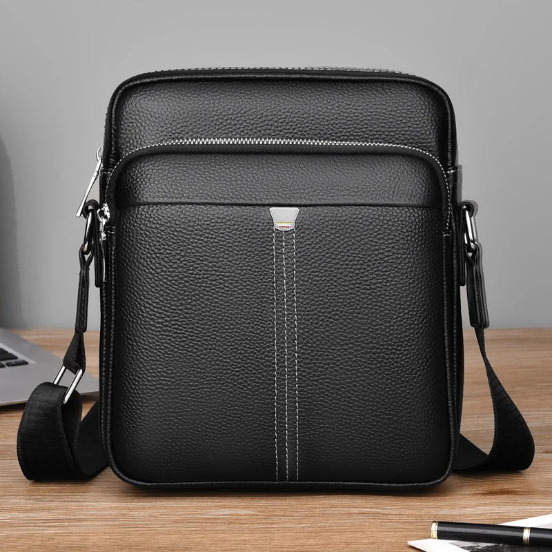

Gebur Genuine Leather oulder Bag Top Layer Cowhide Men's Crossbody Busin Bag Casual Diagonal Bag Single Strap Zipper
