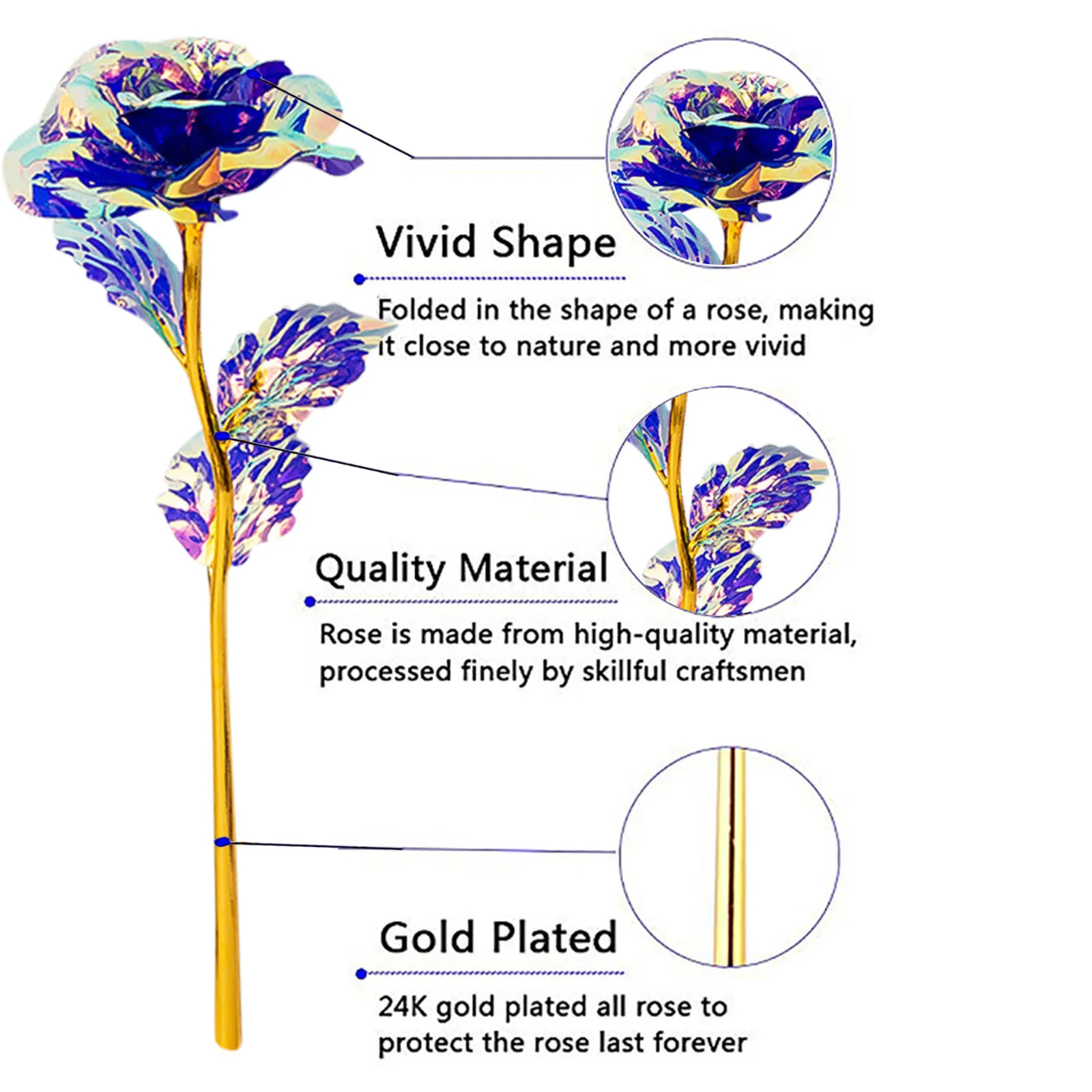 50/5PCS Diy Simulation Artificial Rose Flower Valentine\'s Day Gift Foil Plated Rose Lasts Forever Love Wedding Decor Roses 2025