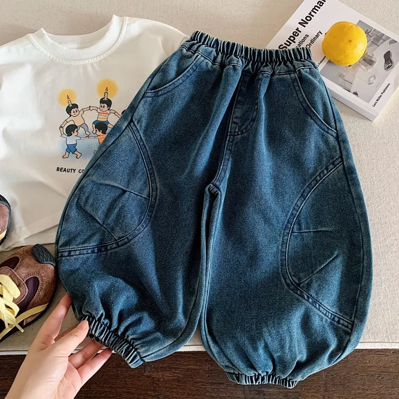 Boys' Autumn Pants 2026 New Style Cool and Rugged Children's Jeans Boys' Spring and Autumn Loose Casual Trendy Pants