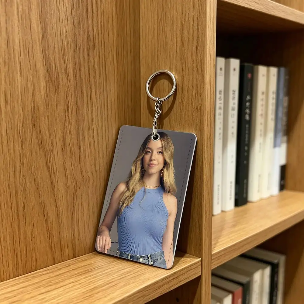 Sobeautiful S-Sydney Sweeney Card Holder Keychain Badge Holder Card Pass Hang Rope Lariat Lanyard for Key Rings Accessories Gift view 4