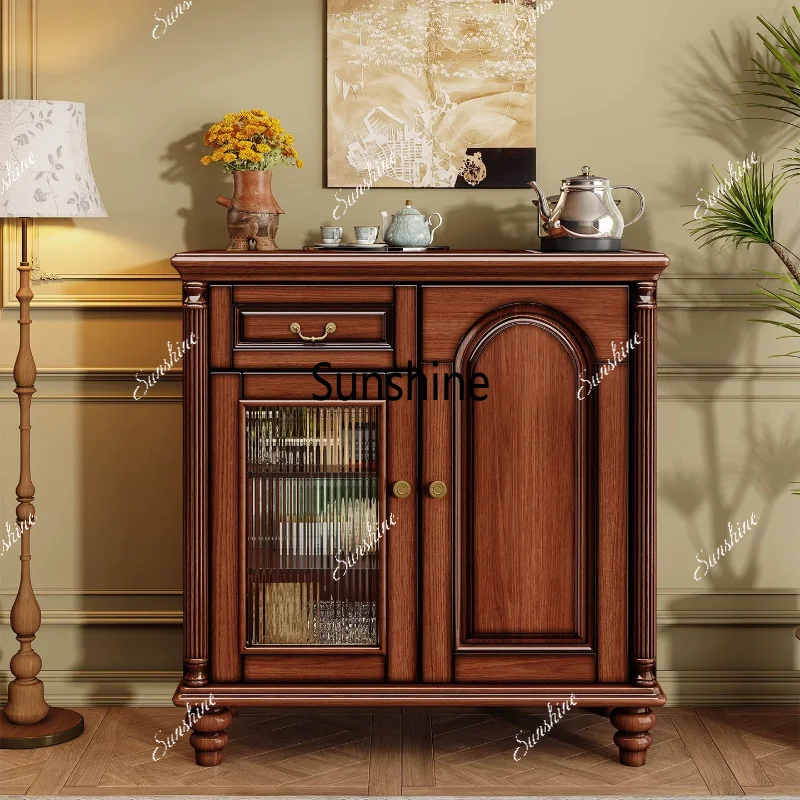American retro solid wood tea cabinet, living room side cabinet, storage storage side cabinet
