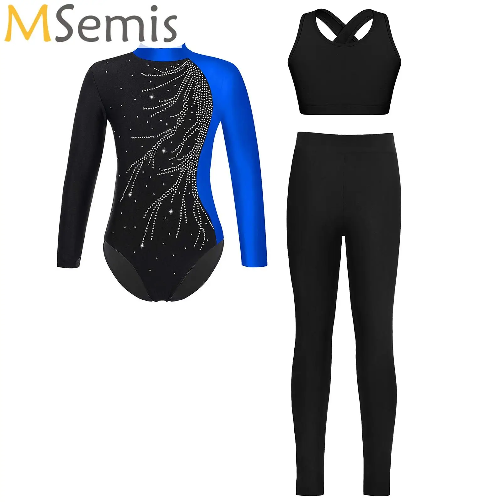 

Kids Ballet Dance Outfits Teen Rhythmic Gymnastic Leotard Vest with Leggings Set Figure Skating Girls Yoga Acrobatics Costume