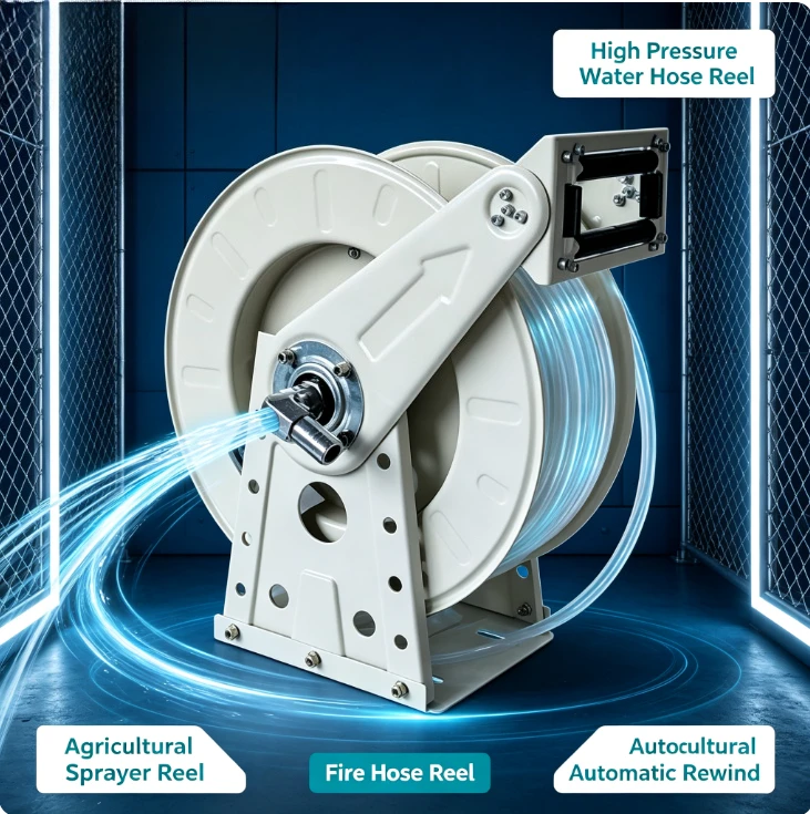 Automatic Retractable Hose Reel High Pressure Winder for Agricultural Spraying Dosing Fire Fuel Dispensing Pipe Winding Tool