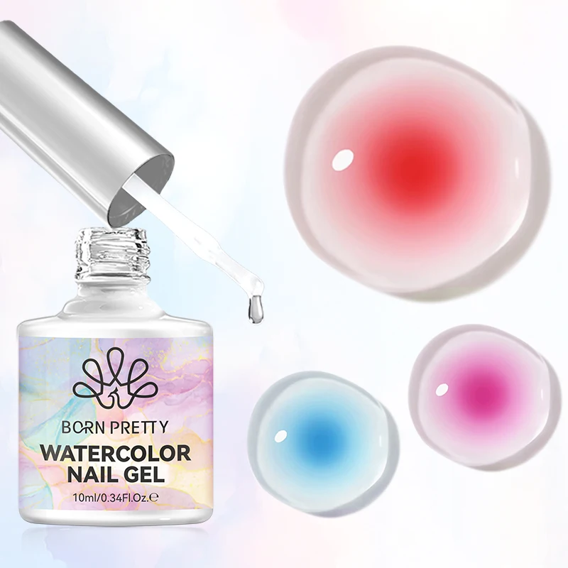 BORN PRETTY 10ml Clear Watercolor Gel Nail Polish for Spreading Effect Marble Flower Gel Paint Varnish Soak Off UV Top Base Gel