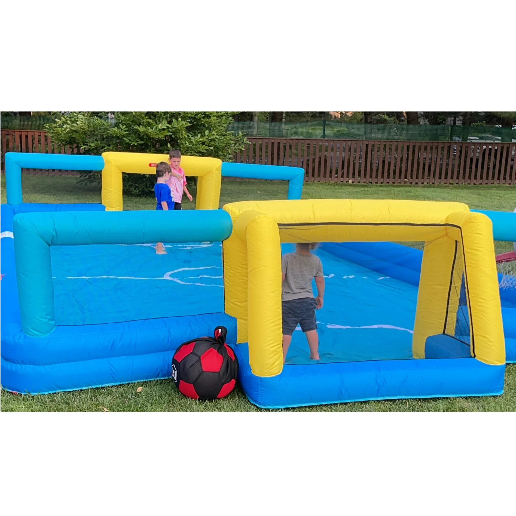 Inflatable Slip and Slide Soccer Field Water Slide for Family Outdoor Play and Fun