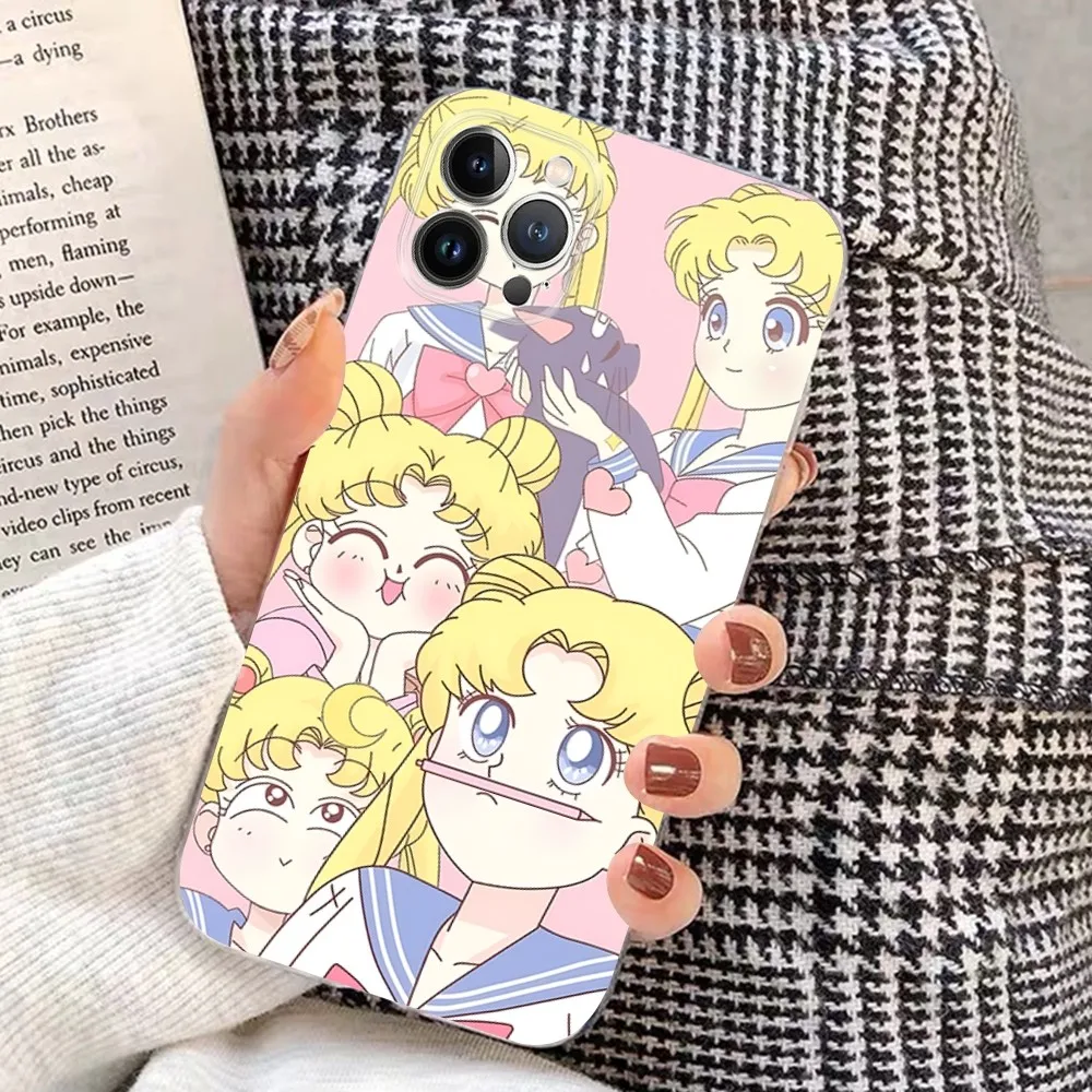 S-Sailor Anime M-Moon Phone Case For iPhone 15 14 11 12 13 Mini Pro XS Max Cover 6 7 8 Plus X XR SE 2020 Funda Shell