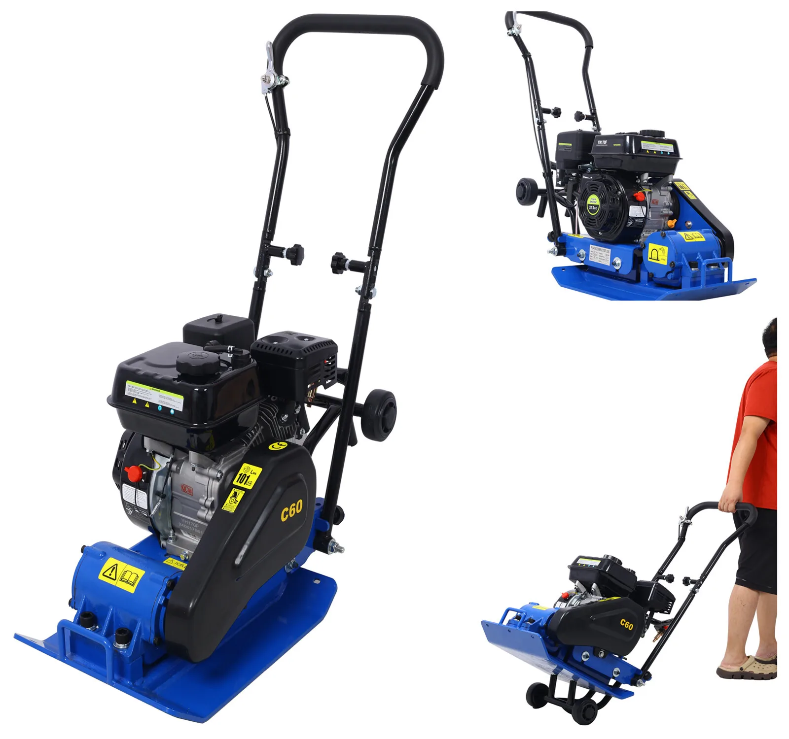 

7HP 212CC Walk-Behind Vibratory Plate Compactor Gas Powered Soil Dirt Rammer