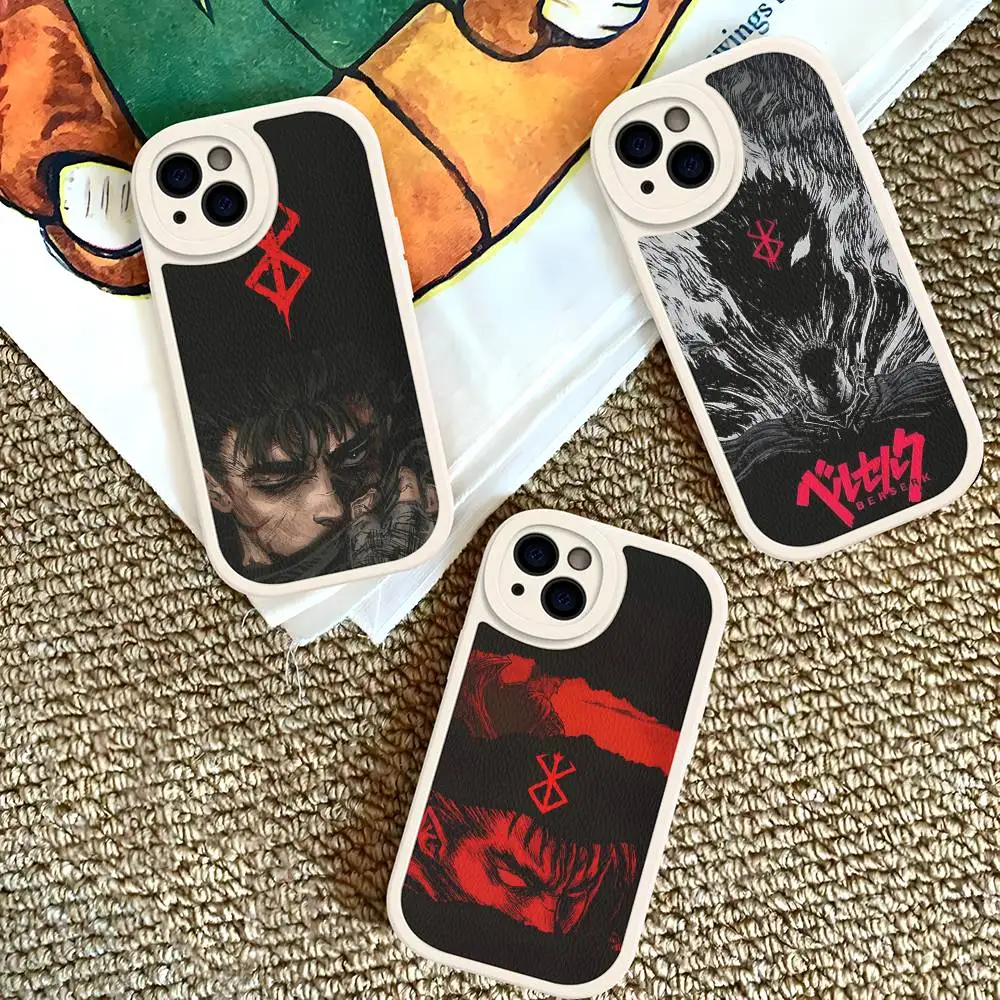 

Comic Cool Berserk Leather Phone Case For IPhone 16 15 14 17 Pro Max 11 12 Mini Plus Soft Shell