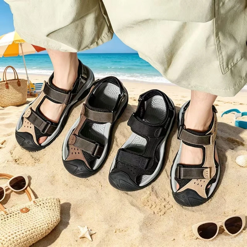 

New Summer Men's Sandals Outdoor Roman Casual Shoes Wading Sandals Flat Non-slip Sneakers Men's Beach Sandals Big Size 38-46