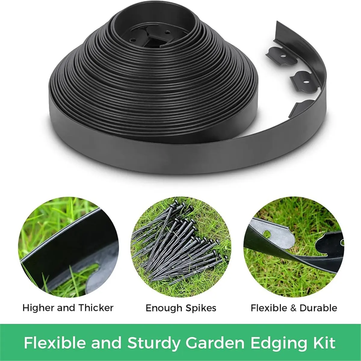 Weatherproof Landscape Edging Kit with 30 Spikes for Easy Garden Installation