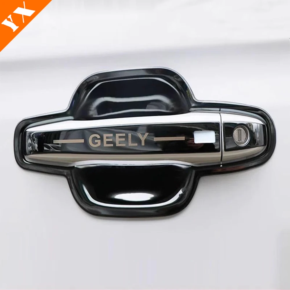 For Geely Atlas Pro 2020-2023Carbon Plastics Door Handle Bowl Protector Car Window Handrail Decoration Cover Trim Set