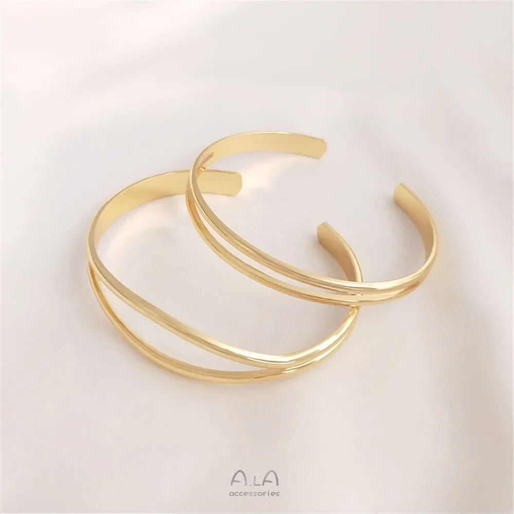 14K Gold Plated Simple and stylish French women's bracelet with a hyperbolic open loop DIY handmade bracelet