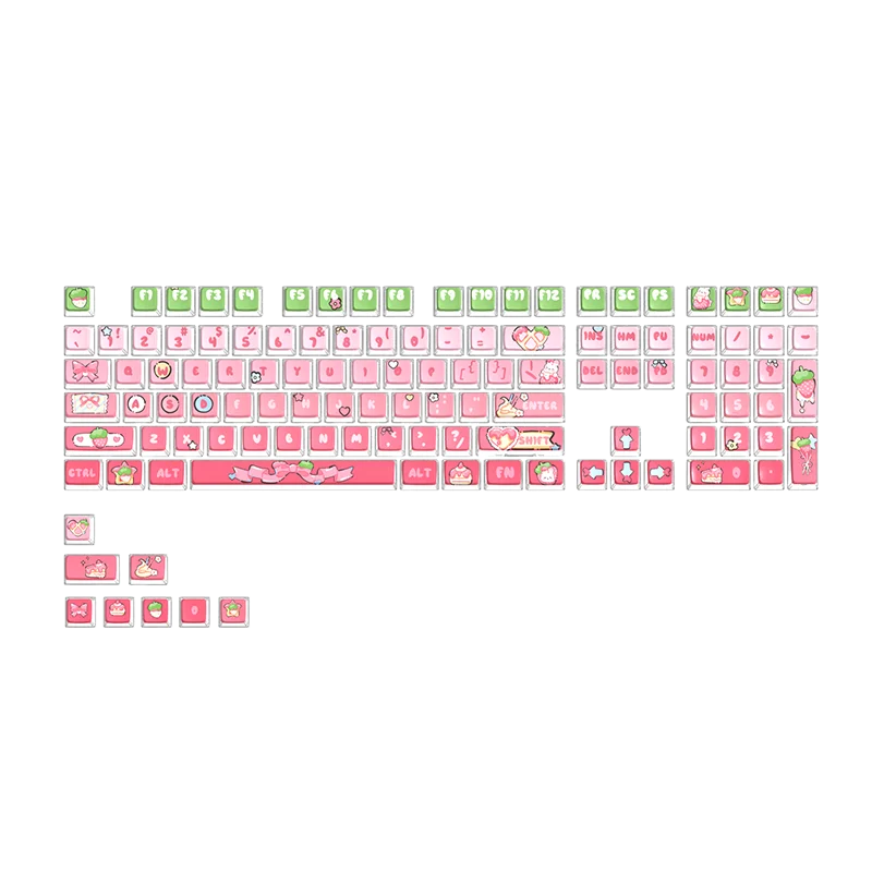 기계식 키보드용 딸기 푸딩 반투명 키캡, 116 키, ASA 프로파일 승화 키캡, 키보드 액세서리