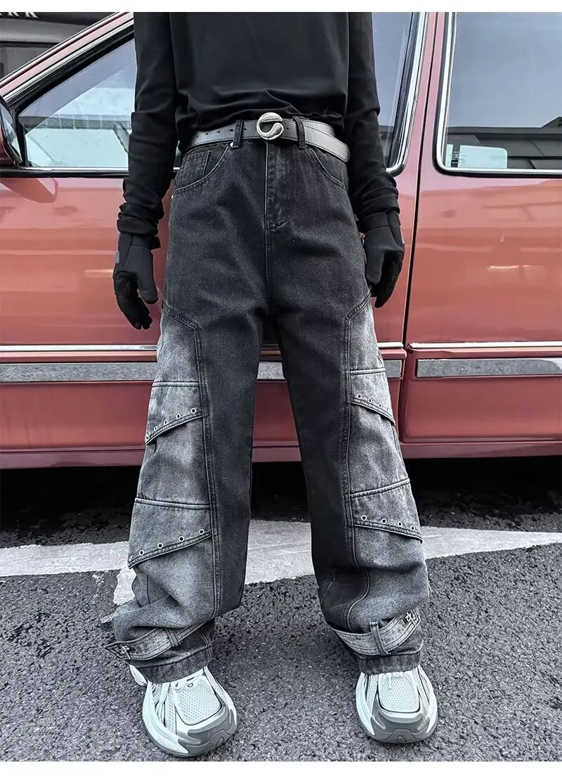 2024 Pantalones y2k Streetwear Vintage blau baggy neue Jeans Cargo hose für Männer Kleidung gerade weites Bein Hip Hop Jeans hose – Detail 13