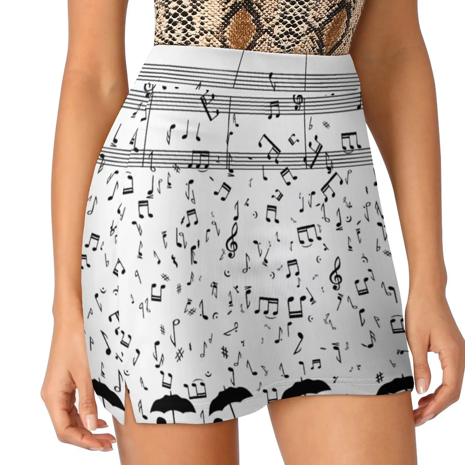 Singing In The Raaaain Women's skirt With Pocket Vintage Skirt Printing A Line Skirts Summer Clothes Singing Rain Music Notes