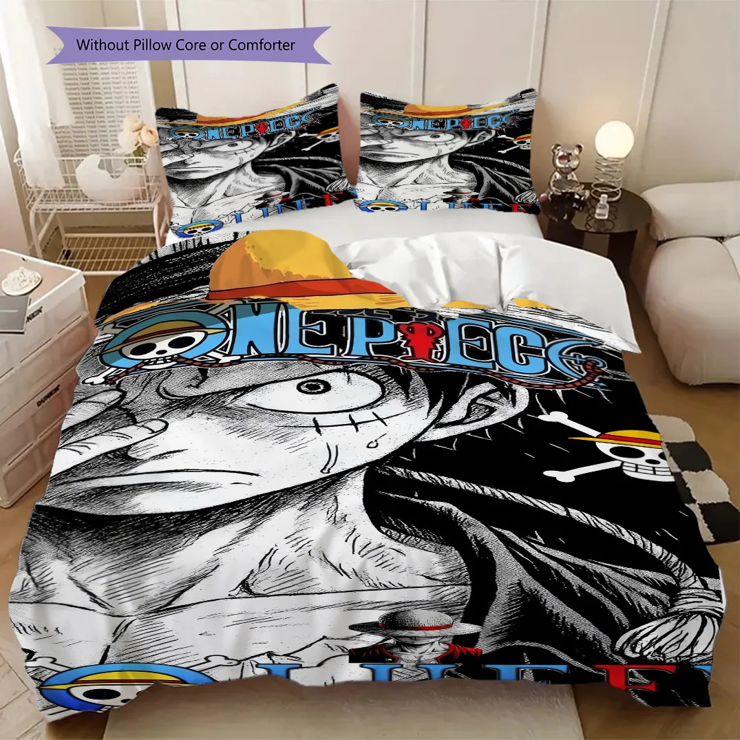 Anime Luffy Pirate Soft Comfortable Duvet Cover, Children's Bedding Set Gift, Extra Large Size, Various Sizes Available LXR146