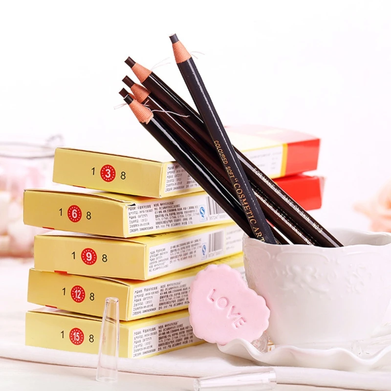 12 pz/scatola Matita Per Sopracciglia Microblading Tatuaggio Permanente Impermeabile Arte Tinta Trucco Sopracciglia Penna Esaltatori Strumenti Cosmetici