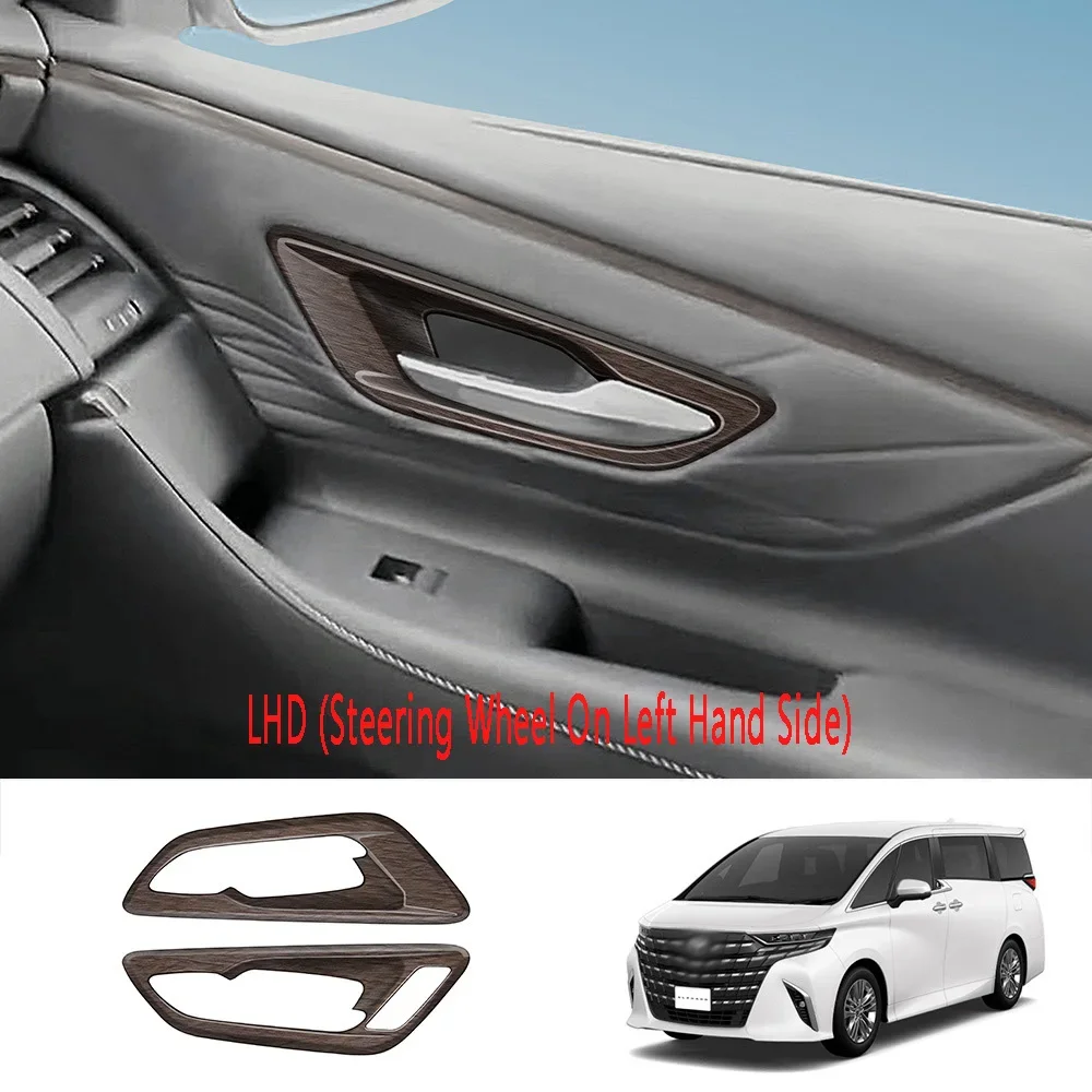 LHD RHD For Toyota Alphard Vellfire 40 Series 2023 2024 ABS Peach Wood Front Inner Door Handle Bowl Cover Trim car Accessories