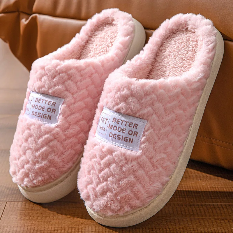 Pantofole in cotone per donna con suole spesse per coppia Comfort pantofole antiscivolo in peluche calde per interni pantofole da donna di nuova