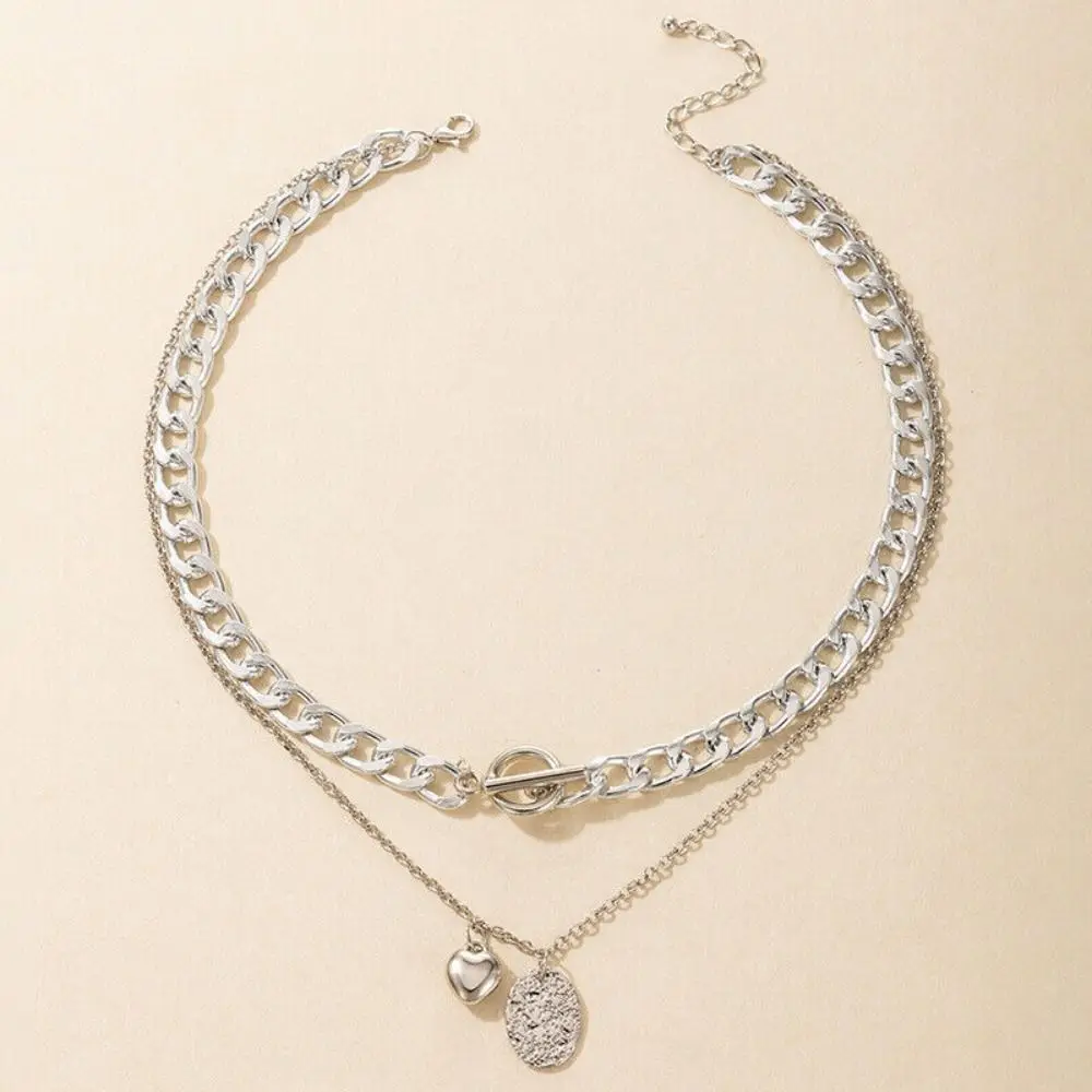 สายสร้อยกระดูกไหปลาร้าโลหะใหม่เครื่องประดับพังค์สร้อยคอสร้อยคอสายหนังสร้อยคอของขวัญหลายชั้น