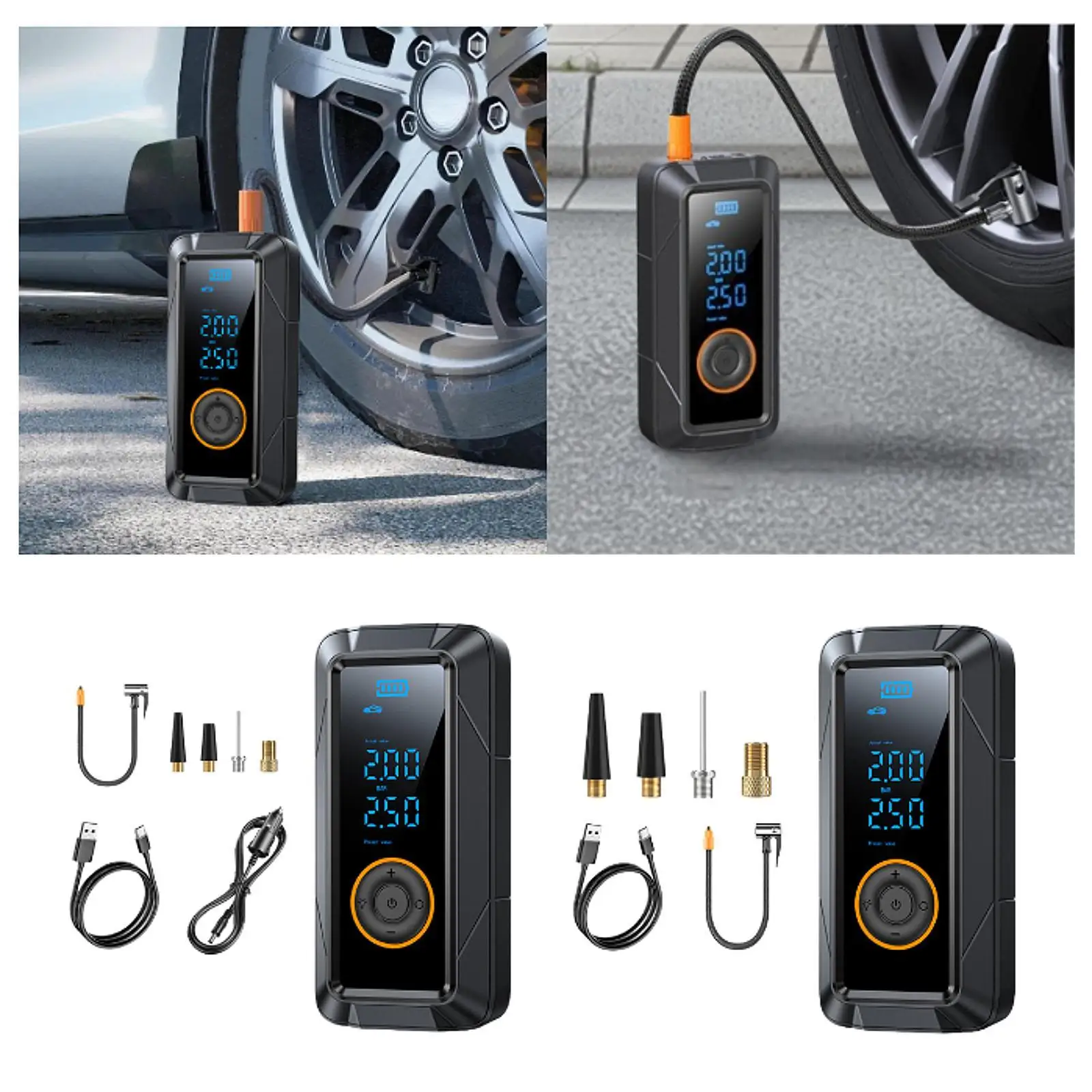 

Накачиватель шин со светодиодной подсветкой. Простой в использовании автоматический воздушный насос для путешествий на мотоцикле.