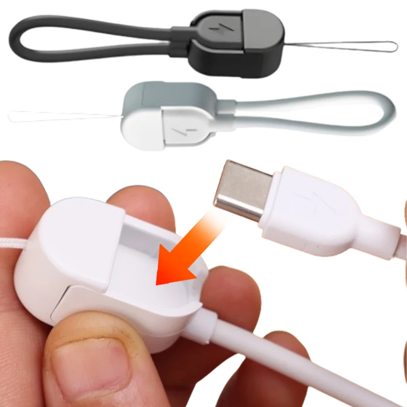 2 In 1 Double Type C Charger Cable Wriststrap Lanyard For iPhone 16 Samsung Xiaomi Huawei Short Hanging Rope USB-C Data Cord